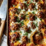 Cheesy Baked Meatball Casserole First Image