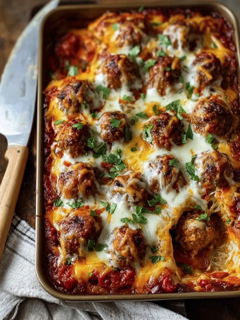 Cheesy Baked Meatball Casserole First Image