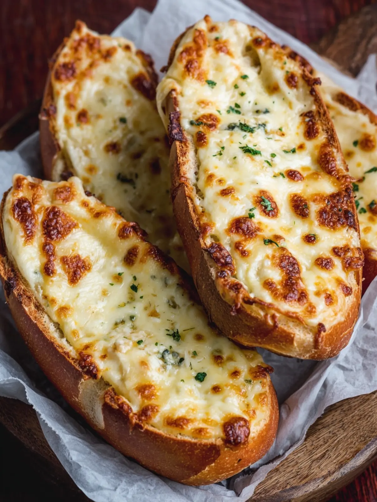 Cheesy Garlic Bread Boats First Image