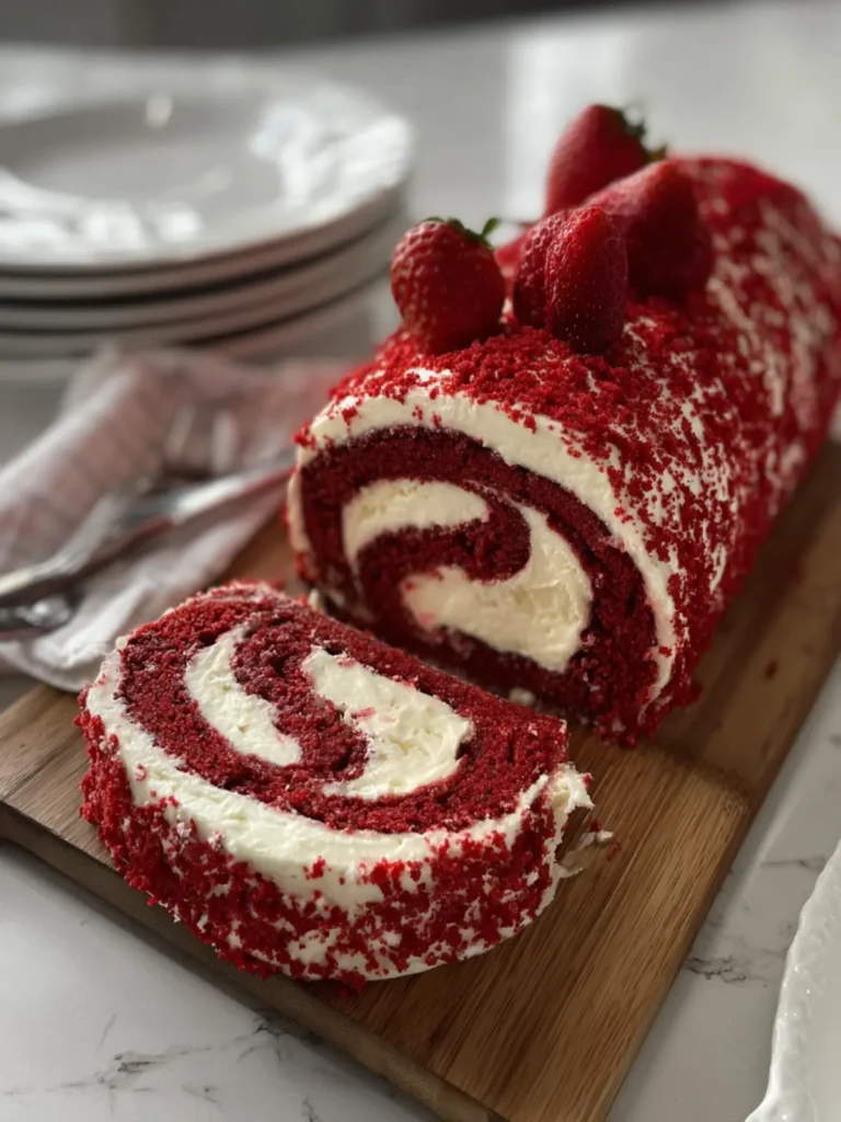 Red Velvet Swiss Roll Cake First Image