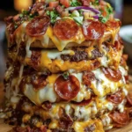 Epic Stacked Pizza Burger Tower First Image