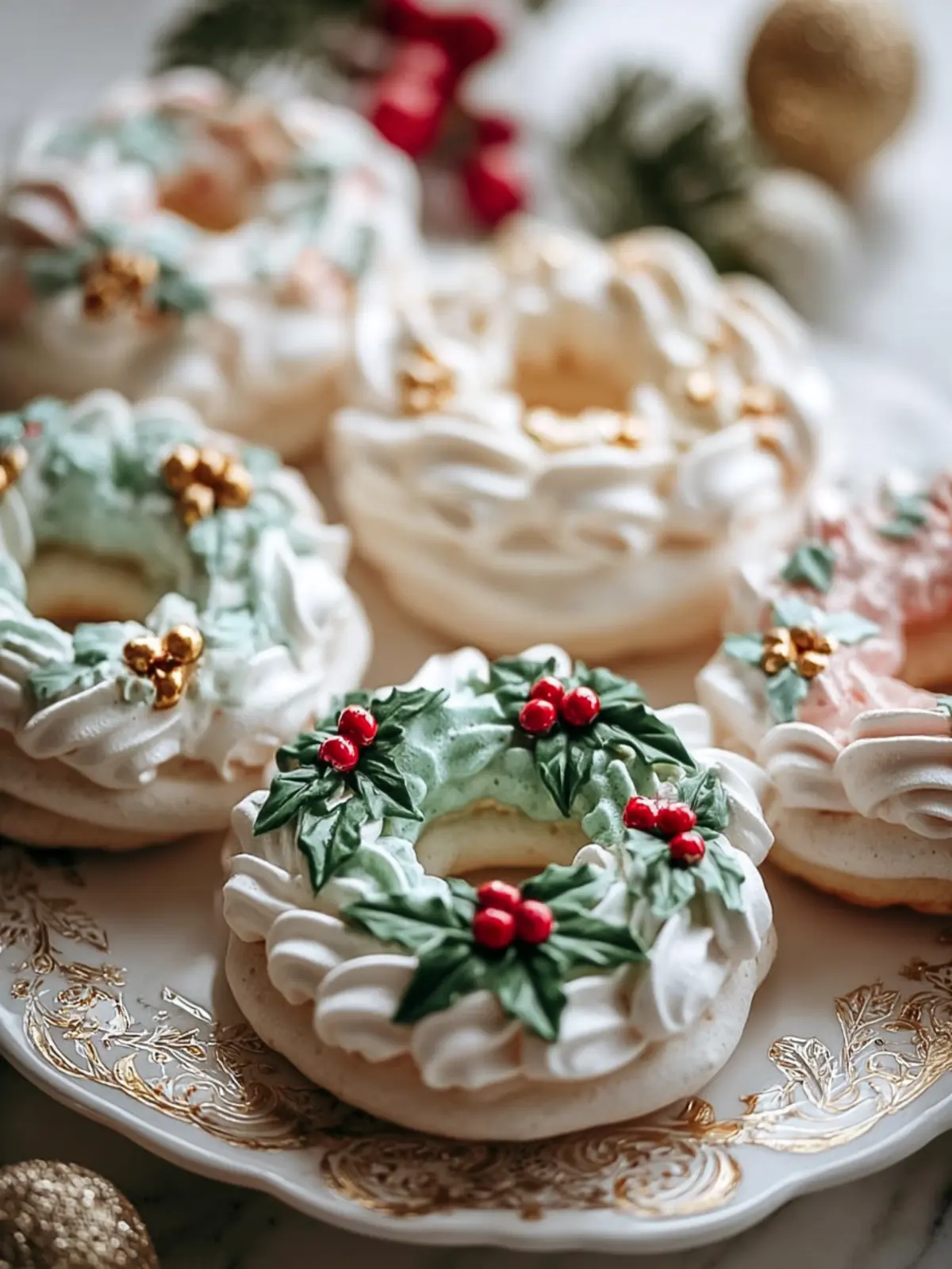 Holiday Meringue Wreath Cookies First Image