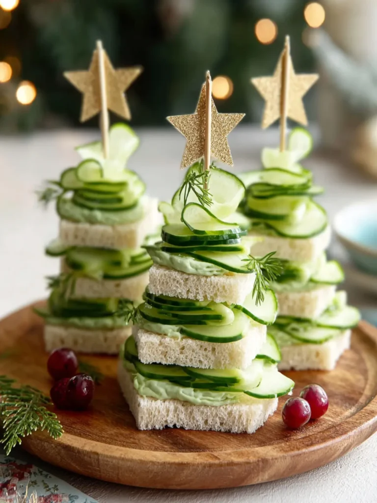 Cucumber Christmas Tree Sandwiches First Image