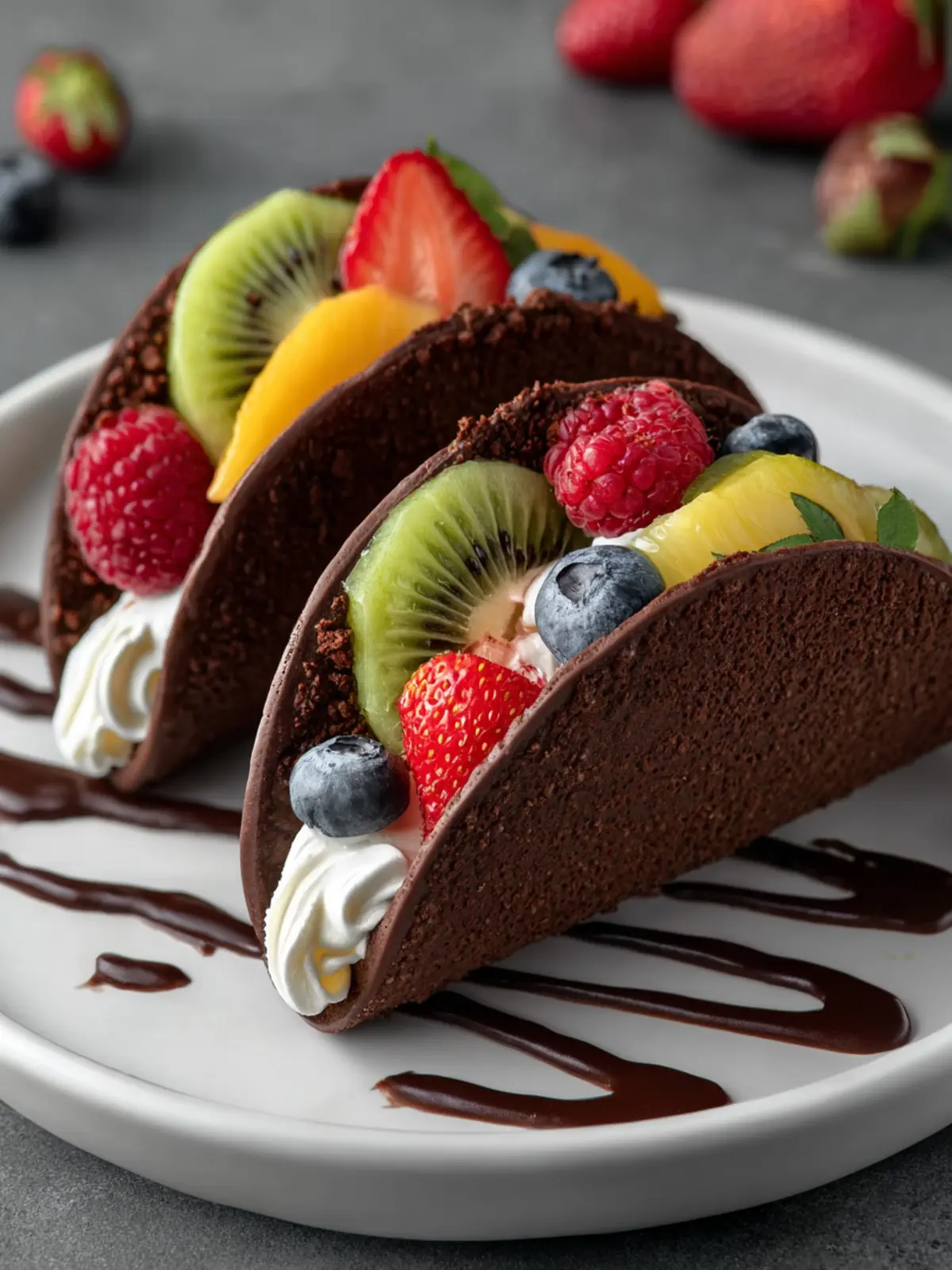 Chocolate Dessert Tacos with Fruit First Image