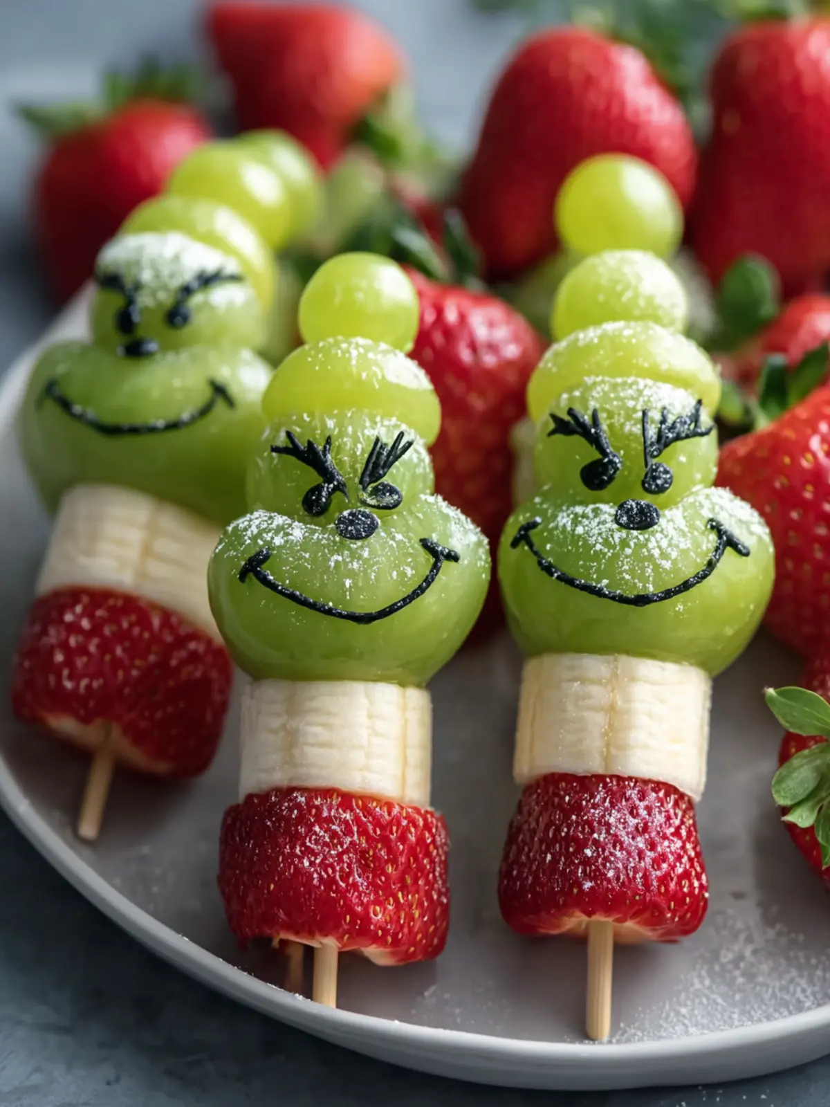 Festive Grinch Fruit Kebabs Recipe First Image