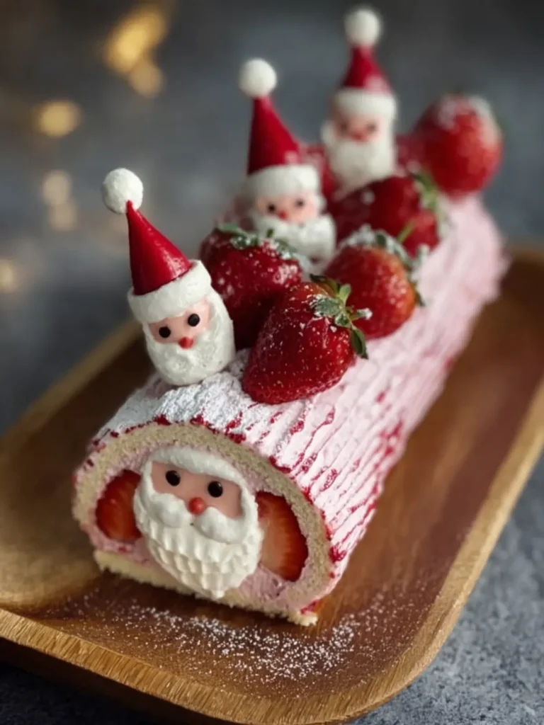 Festive Strawberry Santa Yule Log First Image