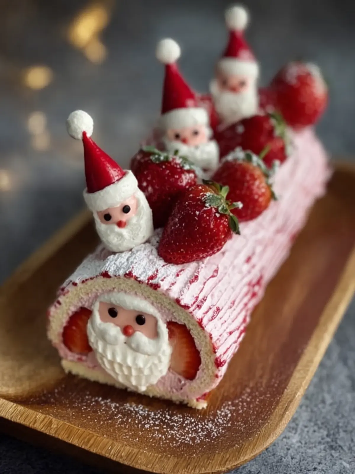 Festive Strawberry Santa Yule Log First Image