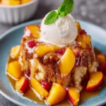 Peaches and Sour Cream Pound Cake Bread Pudding First Image