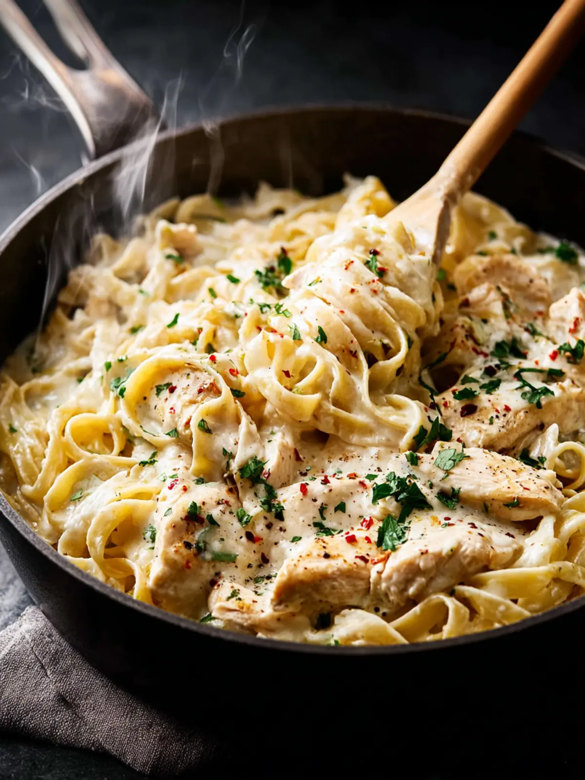 Creamy One-Pan Skinny Chicken Alfredo First Image