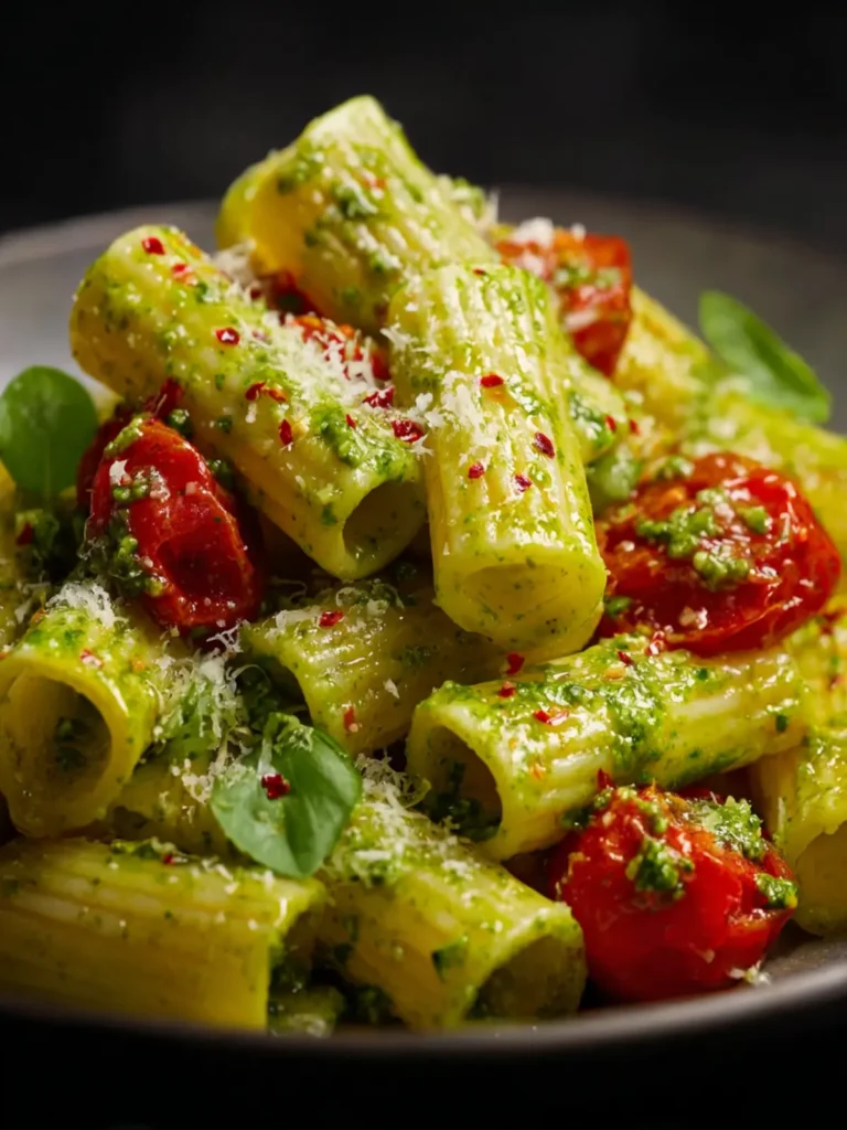 Pesto Rigatoni with Cherry Tomatoes First Image