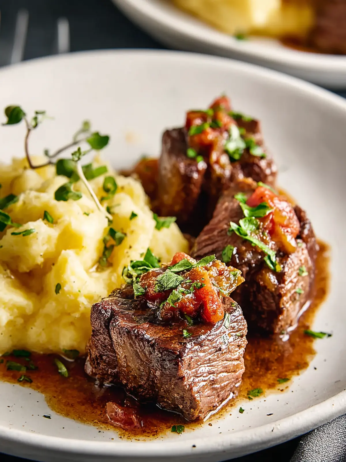 Steak Bites with Smashed Potatoes: Juicy and Flavorful De... First Image
