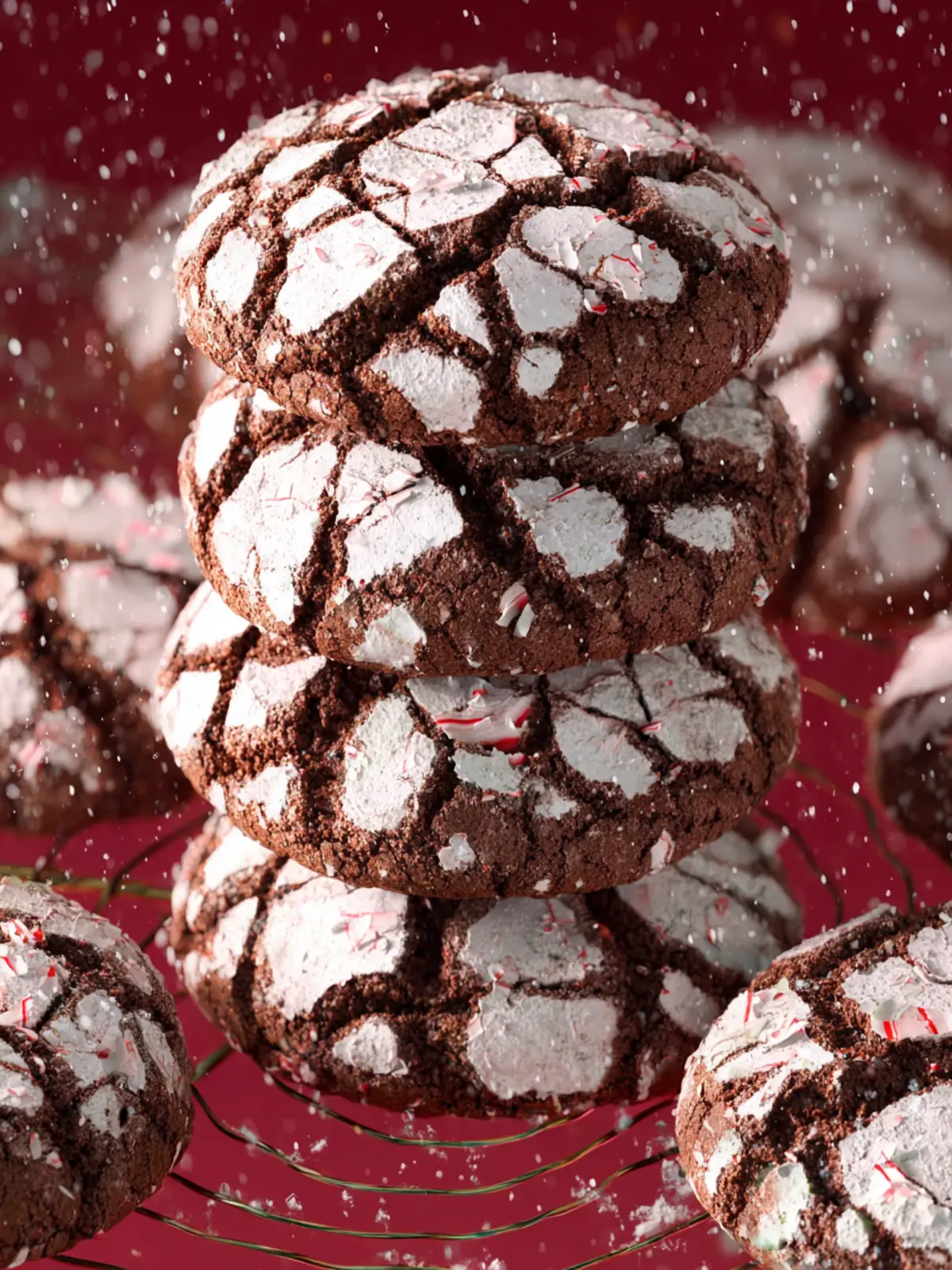 Chocolate Peppermint Crinkle Cookies First Image