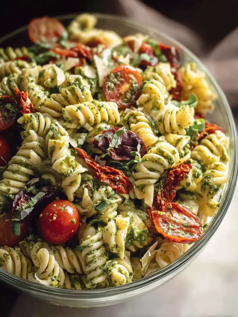 Easy Pesto Pasta Salad with Sun-Dried Tomatoes Recipe First Image