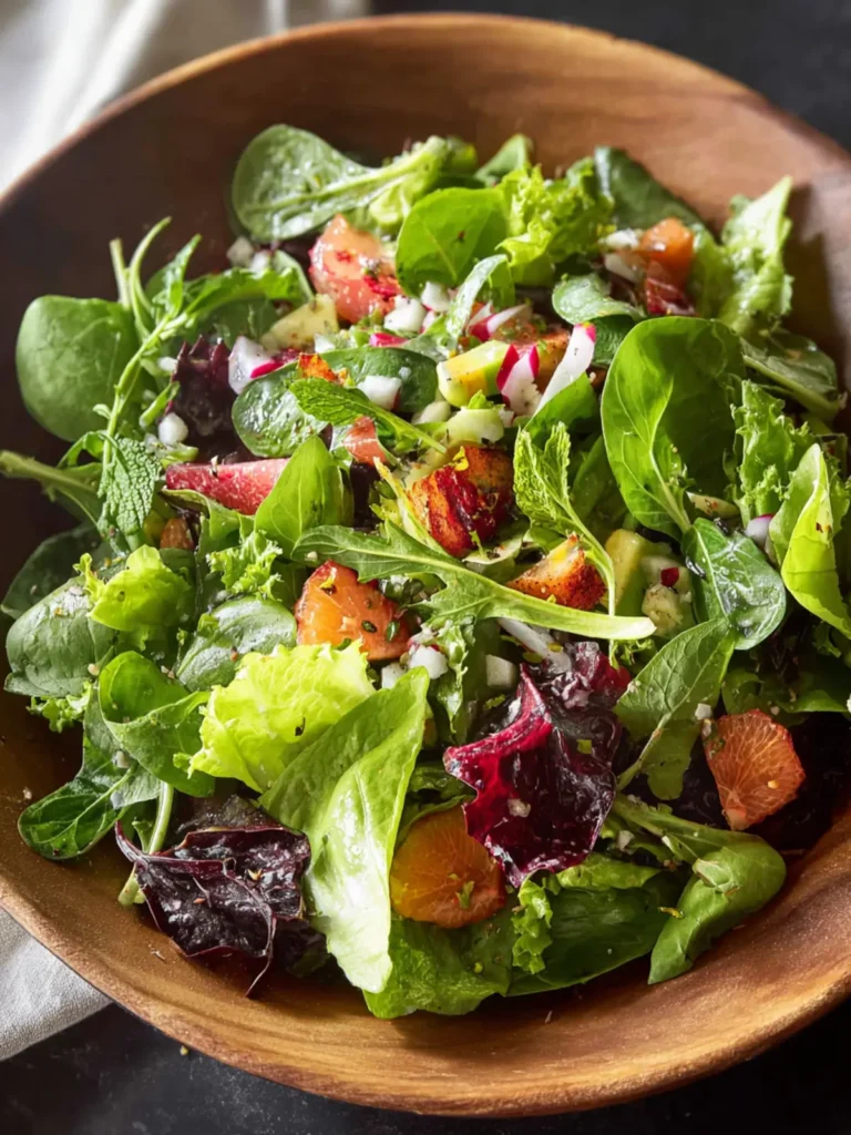 Simple Mixed Super Greens Salad with Lemon Dressing First Image